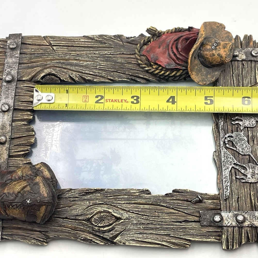 Legends Gifts Cowboy Western Photo Frame Boots Hat Rodeo Rustic Holds 5x3.5 - Picture 11 of 16